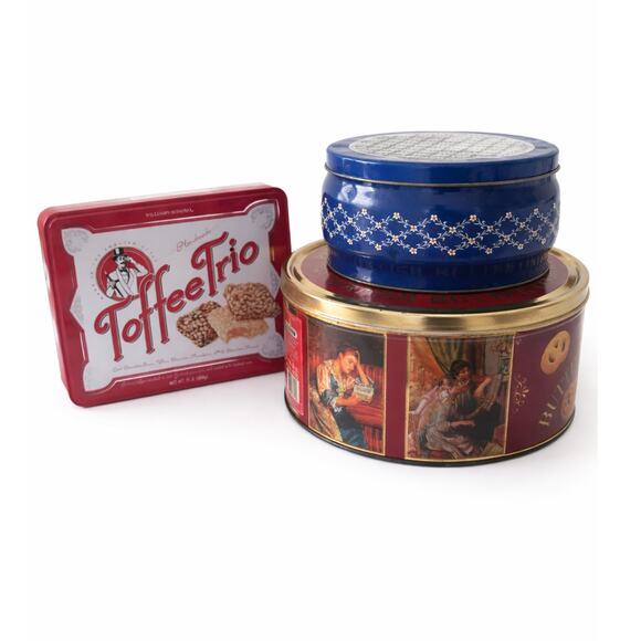 Set of 3 Vintage Decorative Tins